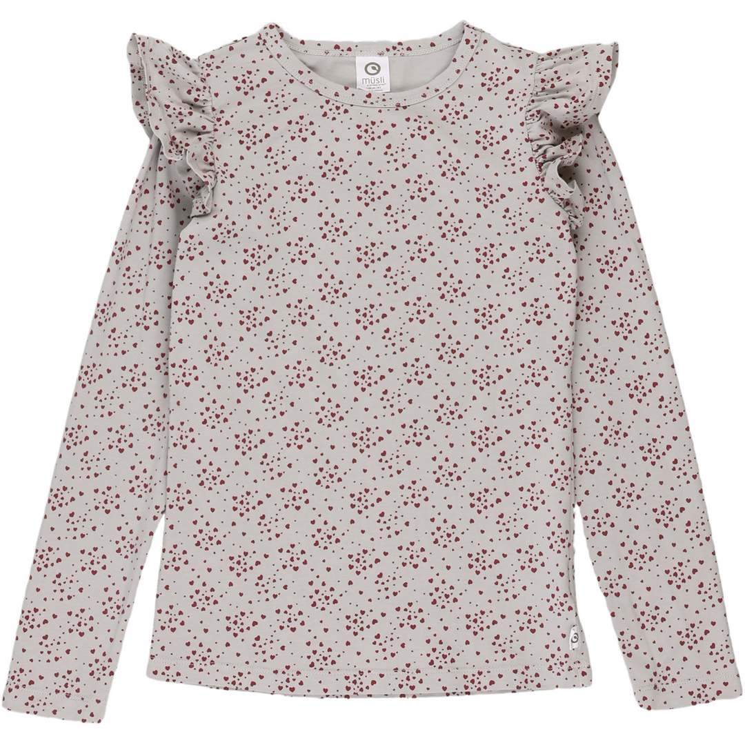 RE-LOVED LOVE bluse med flæser og hjerter