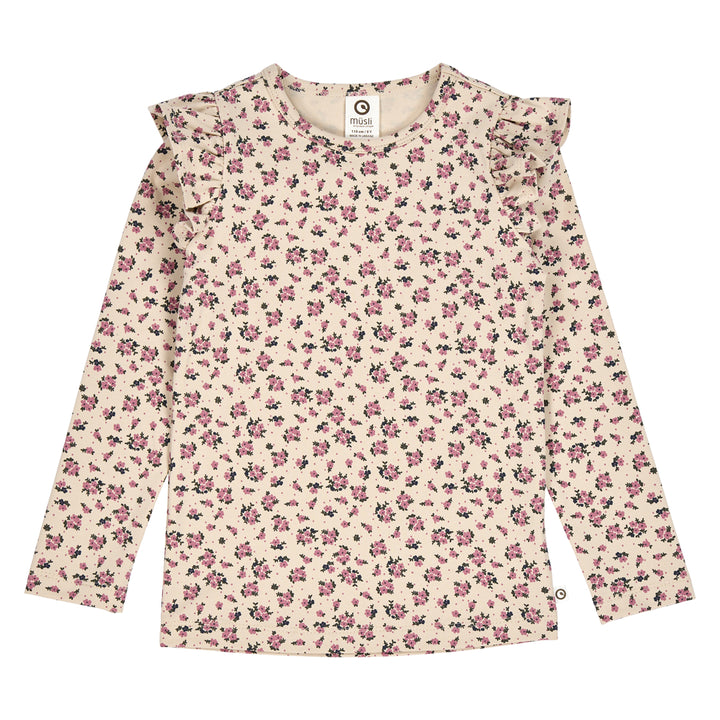 ZINNA blomsterprintet bluse med flæser