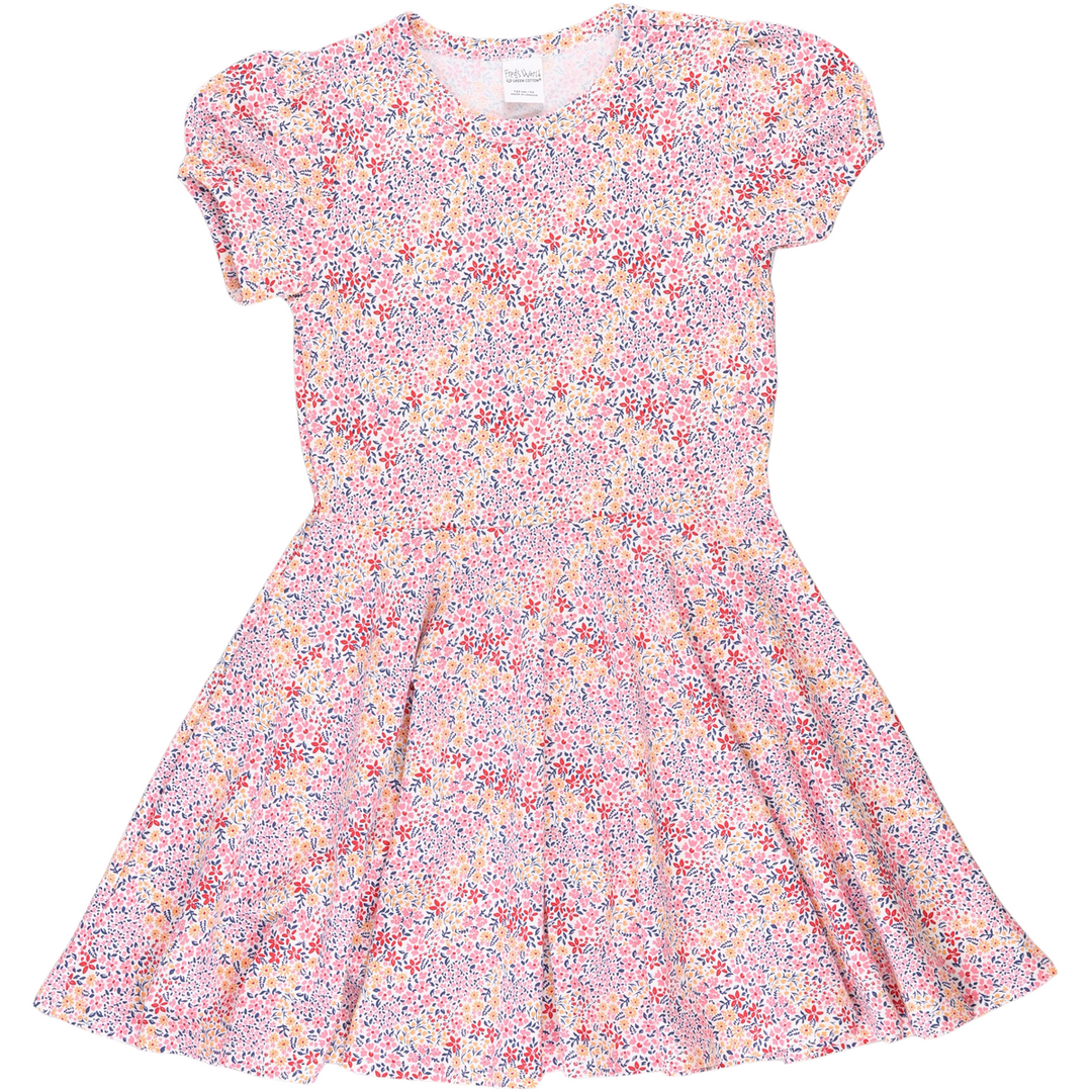 RE-LOVED BLOOM pufærme kjole med blomsterprint
