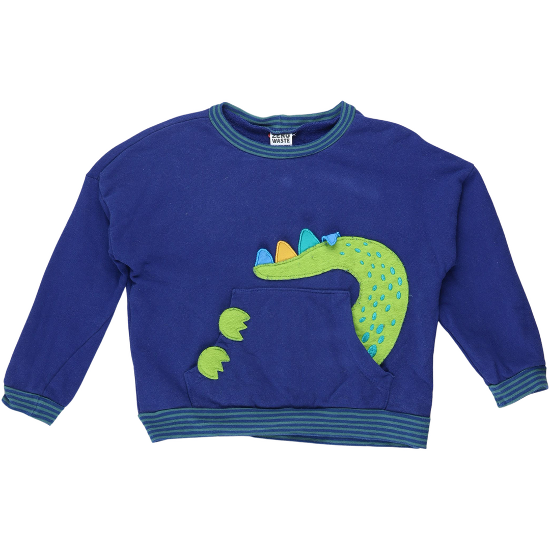 RE-LOVED DINO-hale sweattrøje med lomme