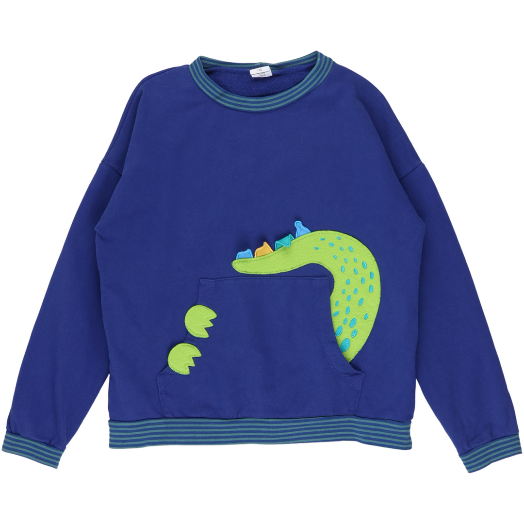 RE-LOVED DINO-hale sweattrøje med lomme
