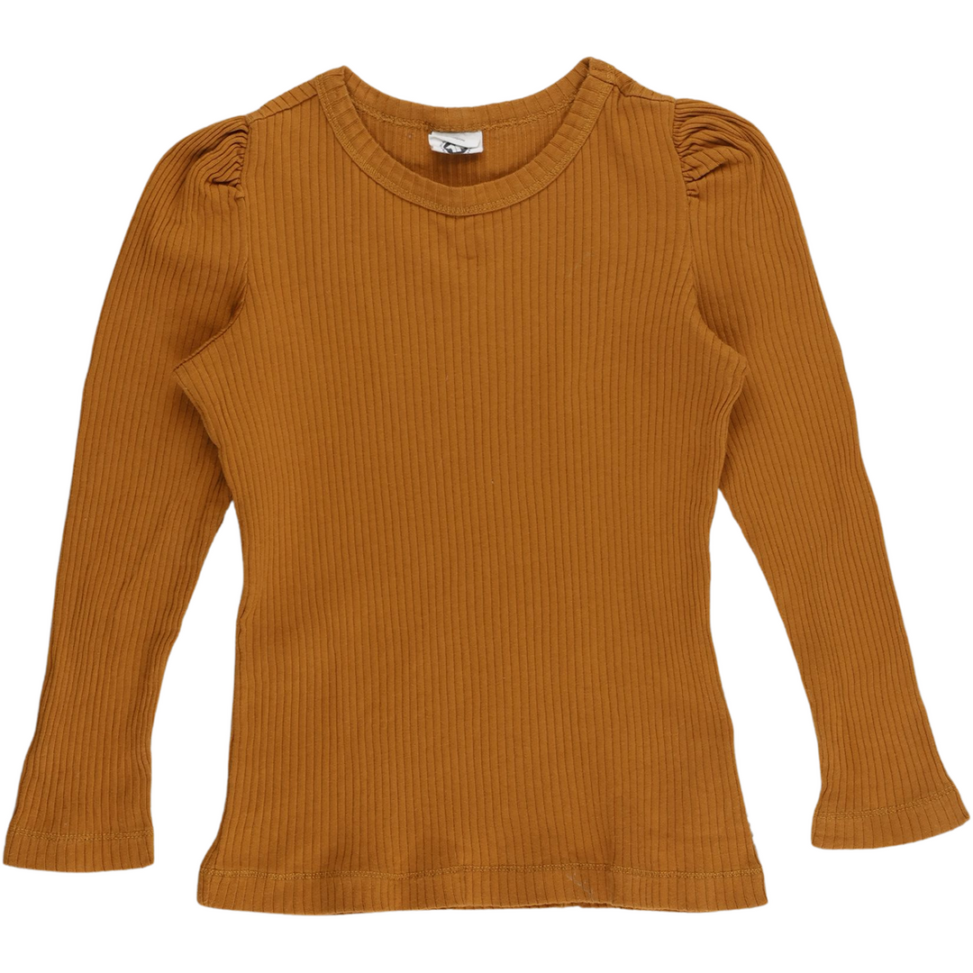 RE-LOVED COZY RIB bluse med puf ærmer