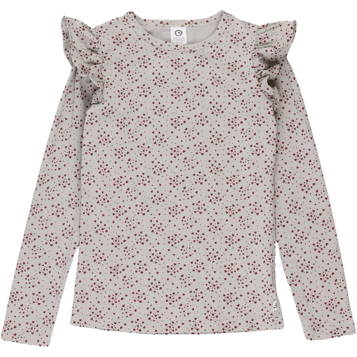 RE-LOVED LOVE bluse med flæser og hjerter