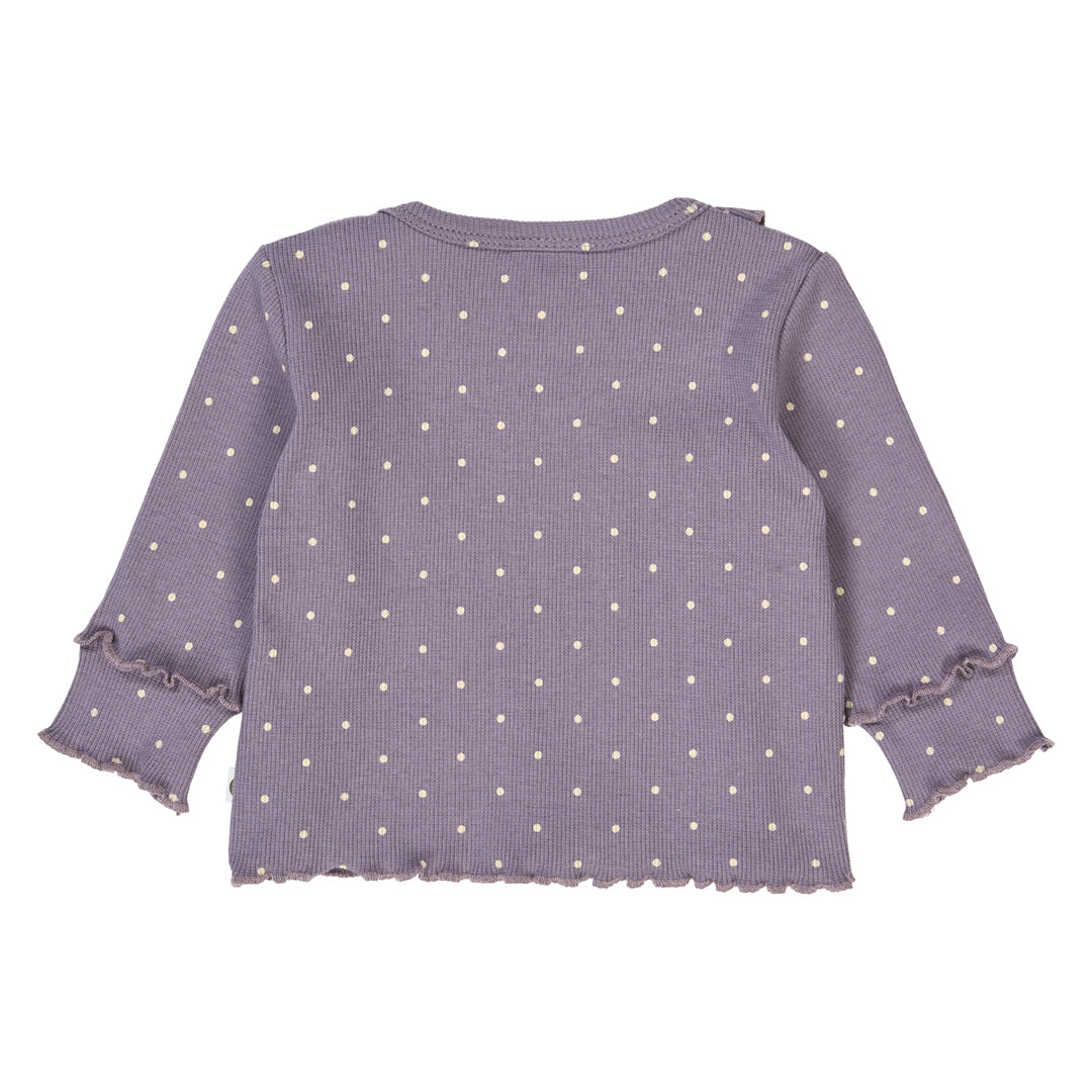 DOT rib bluse med flæsekrave