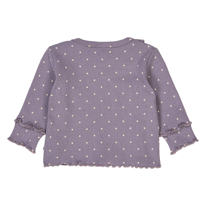 DOT rib bluse med flæsekrave