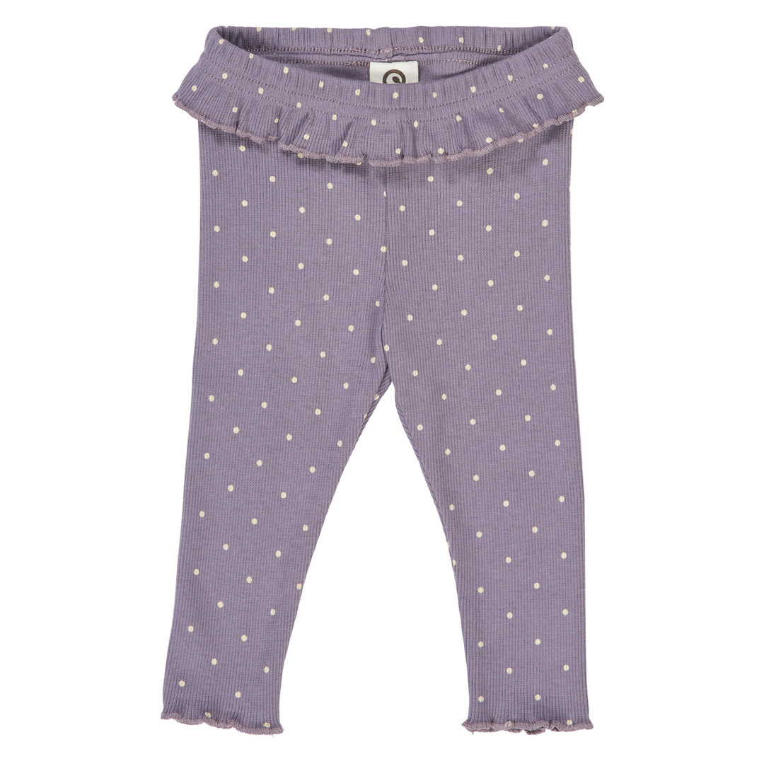 DOT rib leggings med flæser