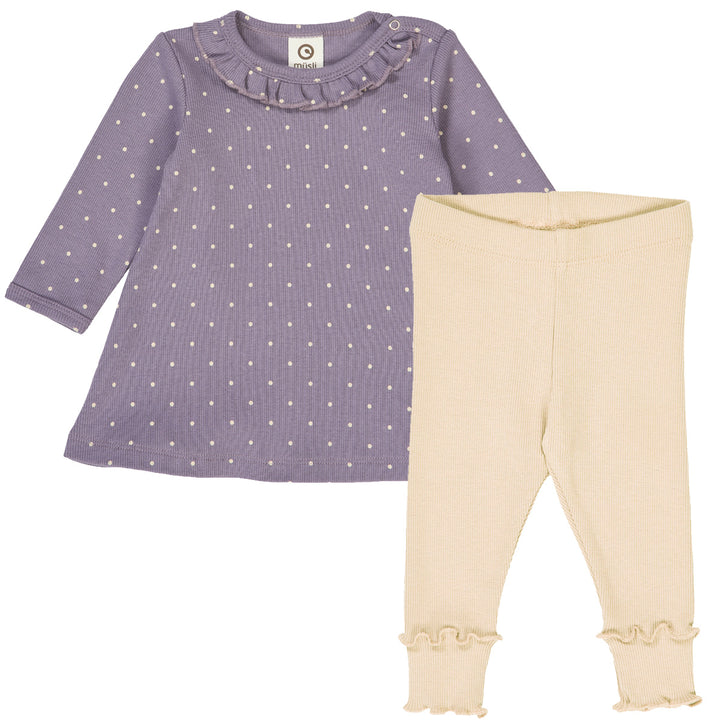 DOT rib kjole & leggings sæt