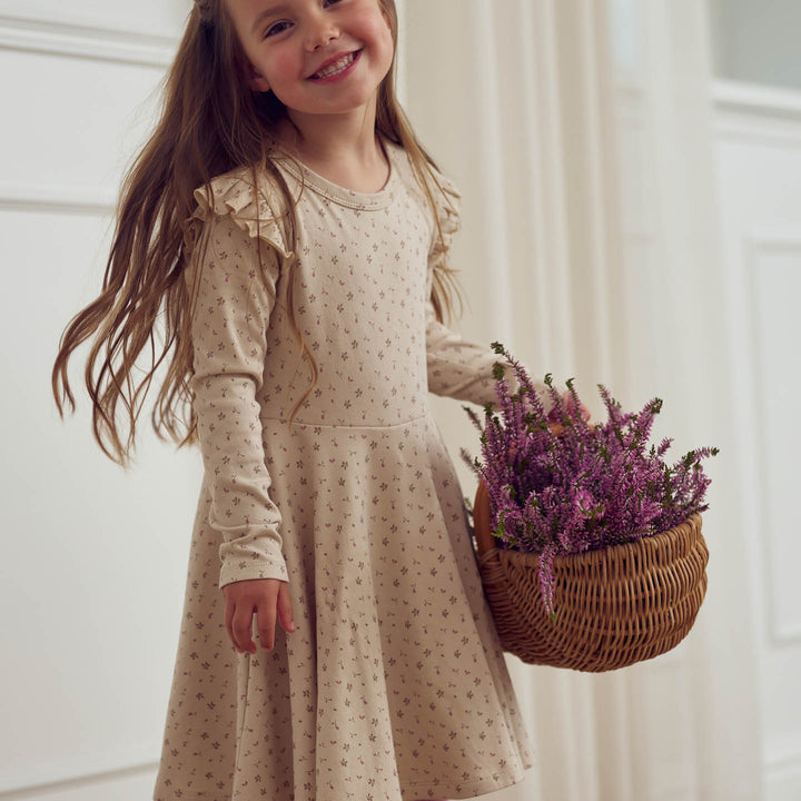 ASTER rib swing kjole med blomsterprint