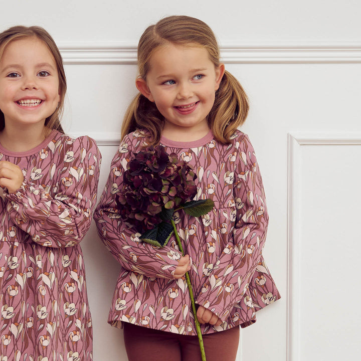 AUTUMN peplum bluse med blomsterprint
