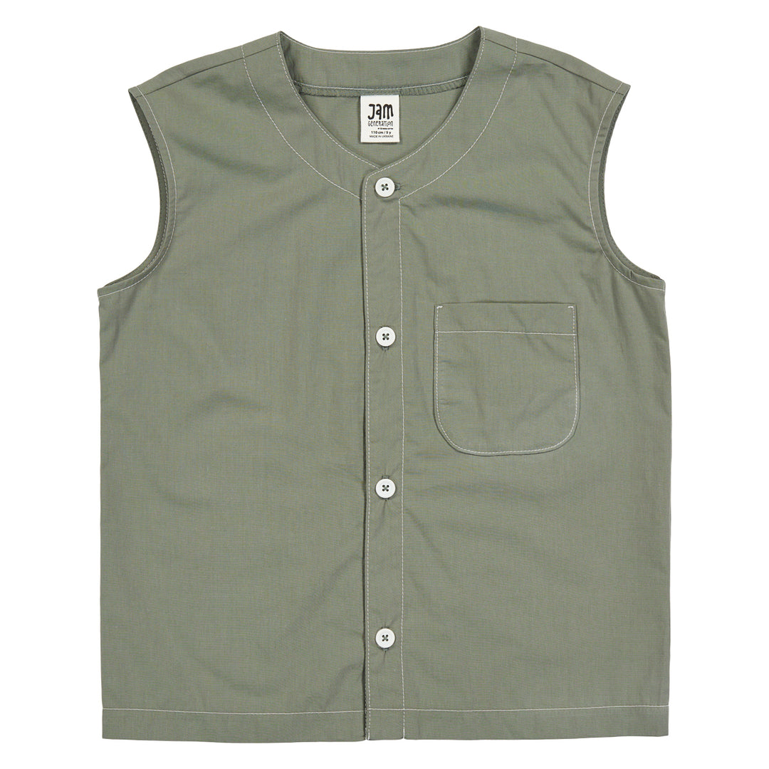 POPLIN vest med knapper