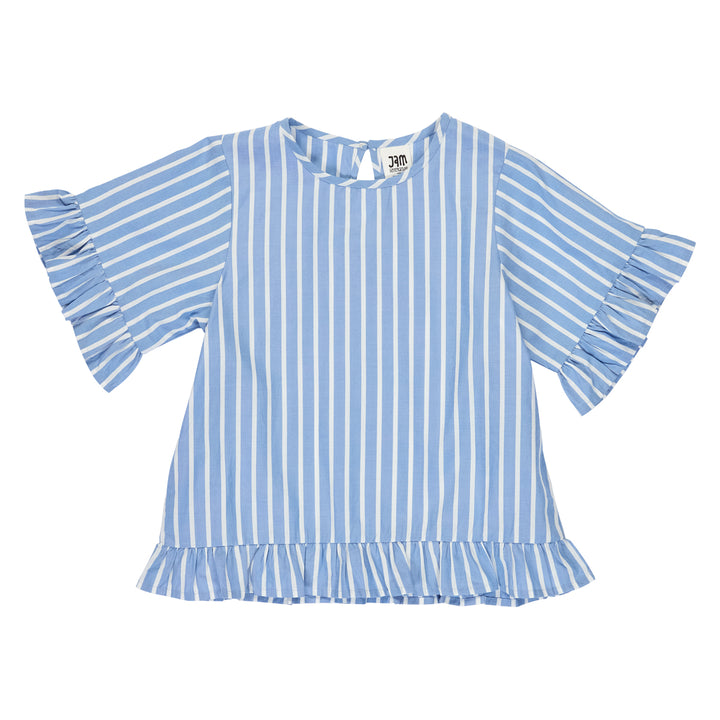 POPLIN STRIPE top med flæser