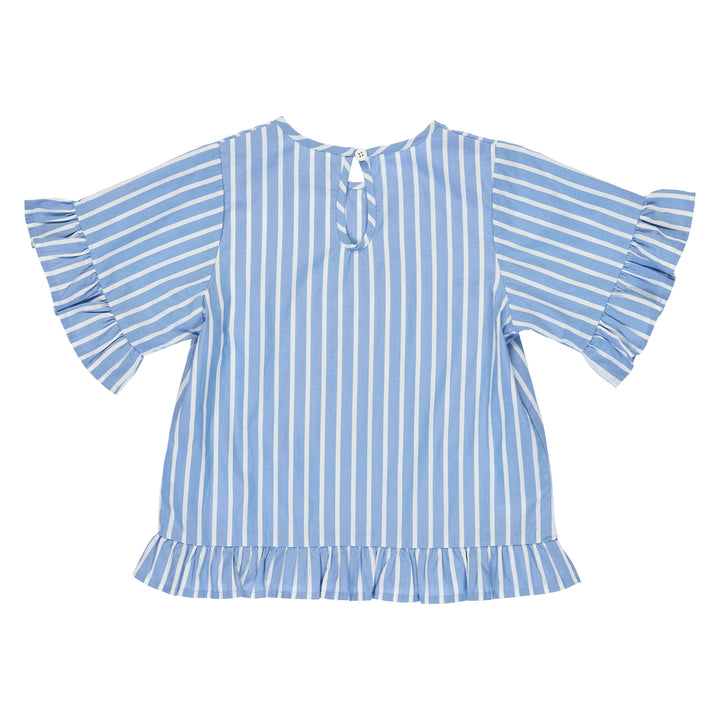 POPLIN STRIPE top med flæser
