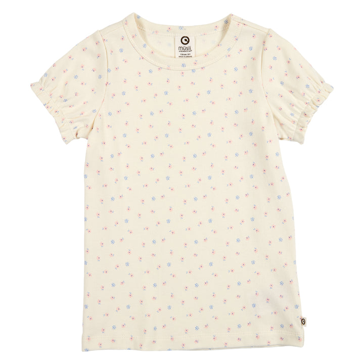 SPRING rib top med blomster