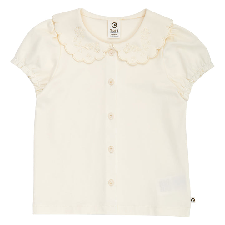 COZY ME skjortebluse med pufærmer