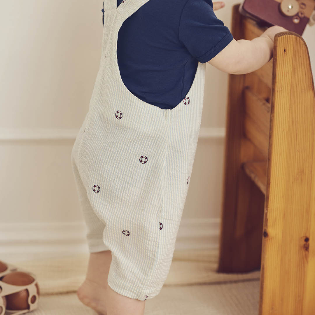 SEERSUCKER stribede overalls