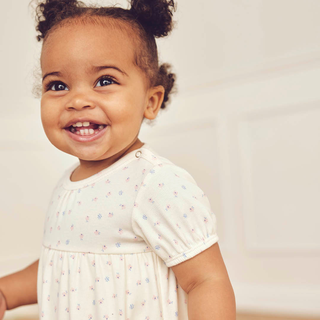 SPRING rib blomstret body kjole