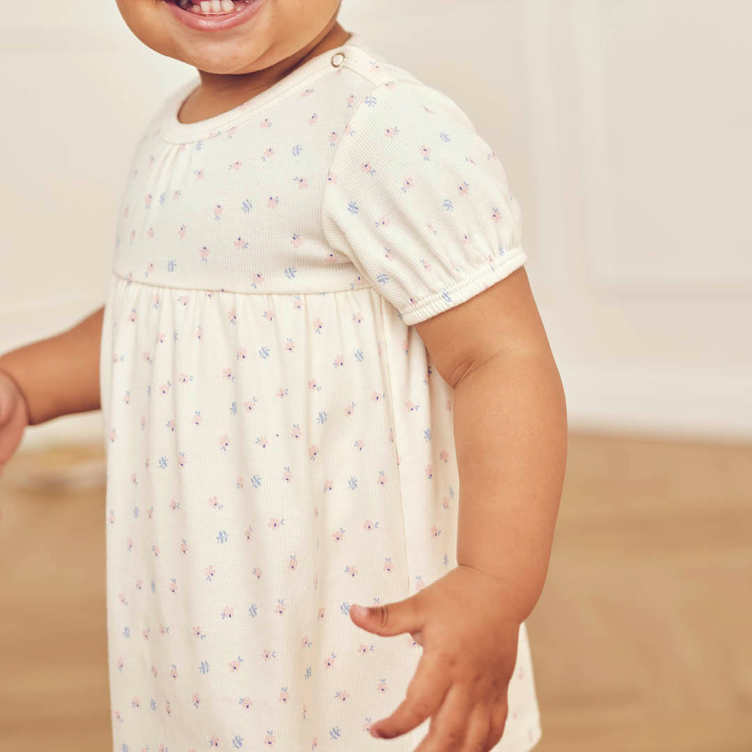 SPRING rib blomstret body kjole