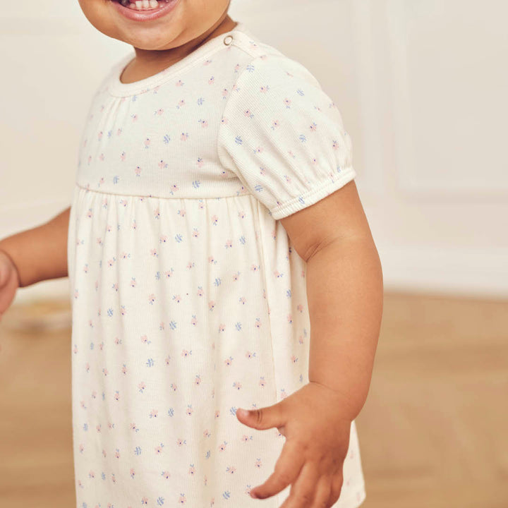 SPRING rib blomstret body kjole