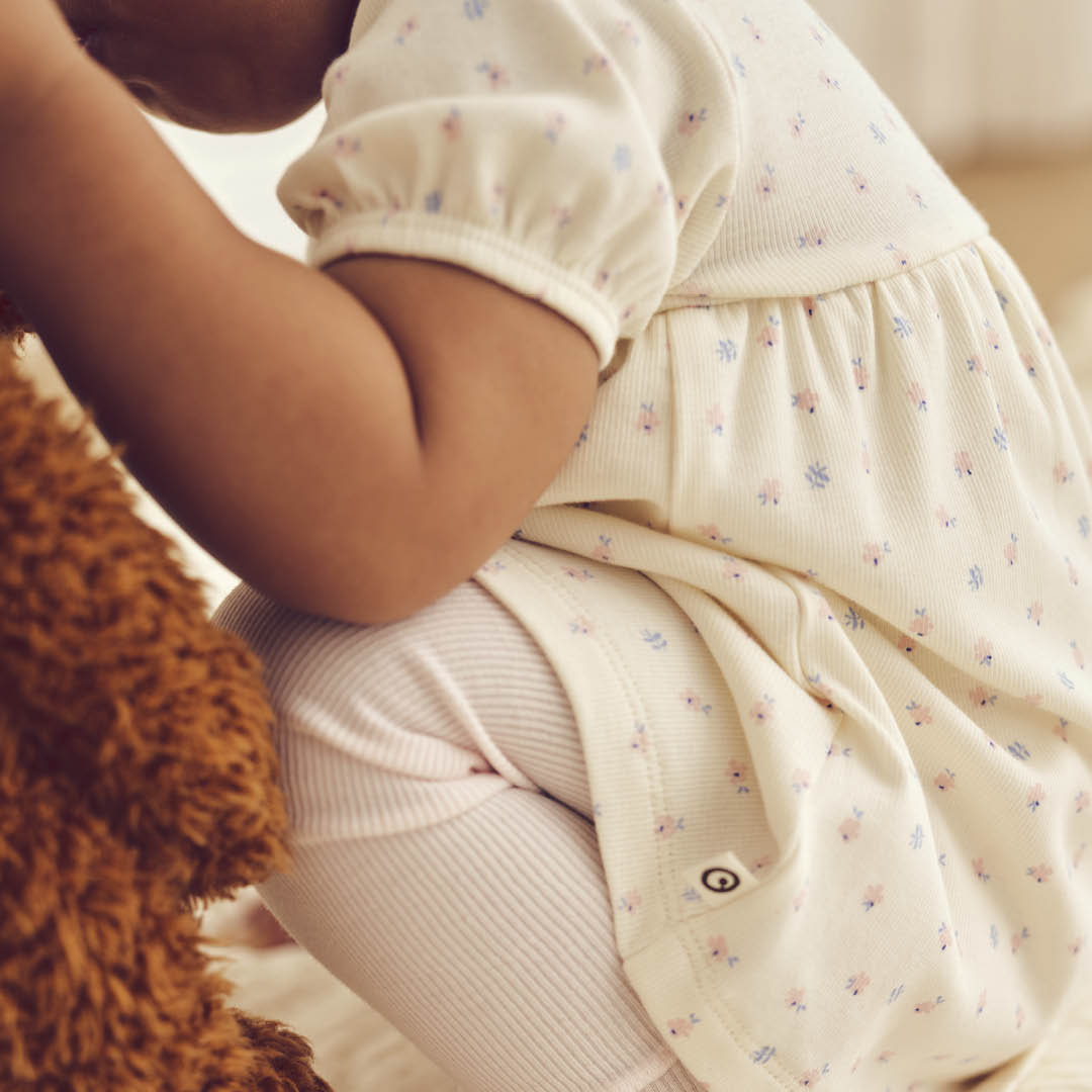 SPRING rib blomstret body kjole