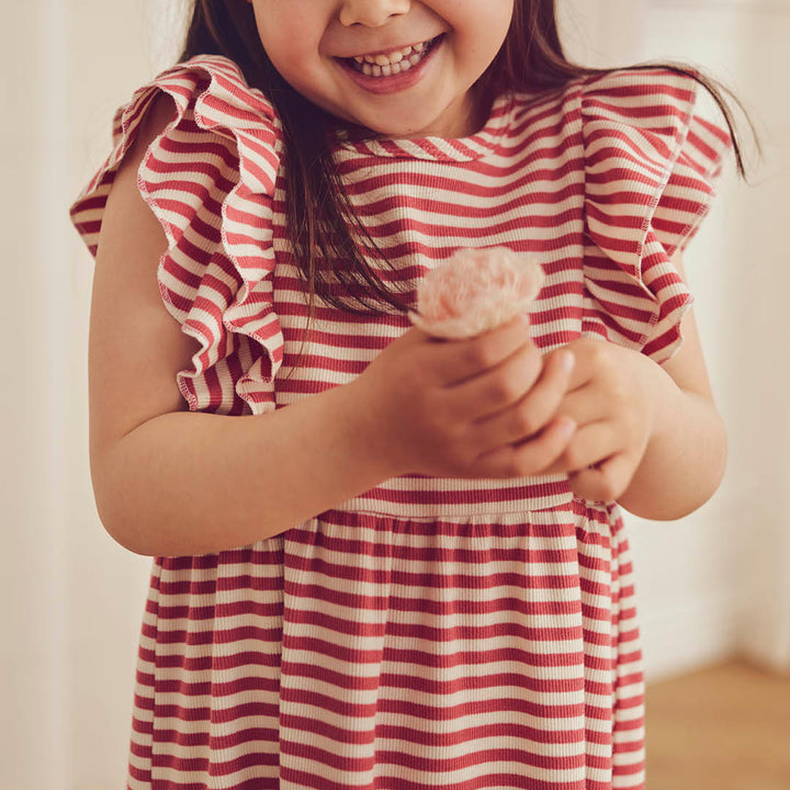 RIB STRIPE kjole med flæser