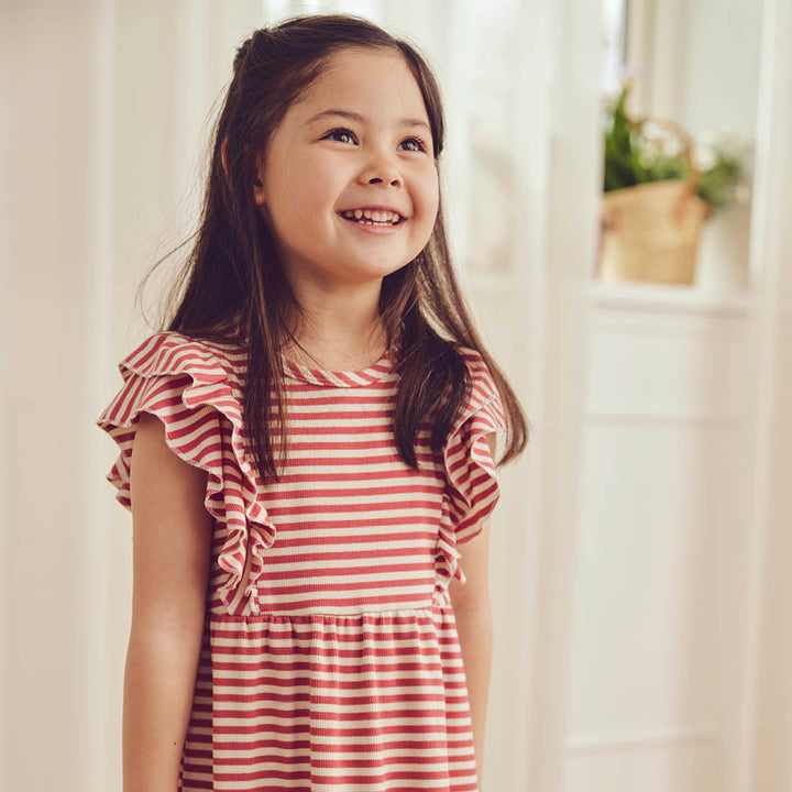 RIB STRIPE kjole med flæser