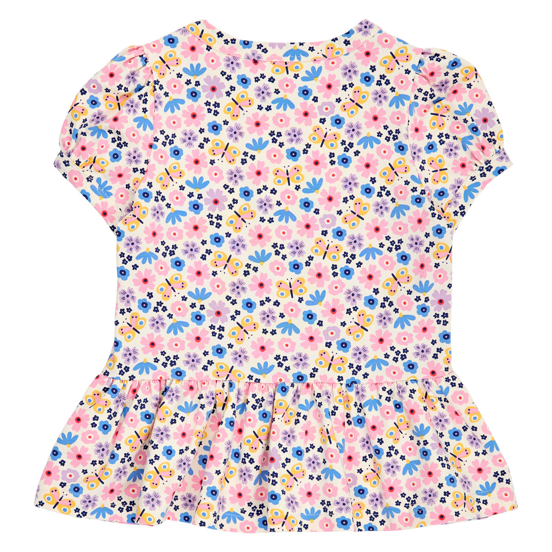 FLOWER peplum top med blomsterprint