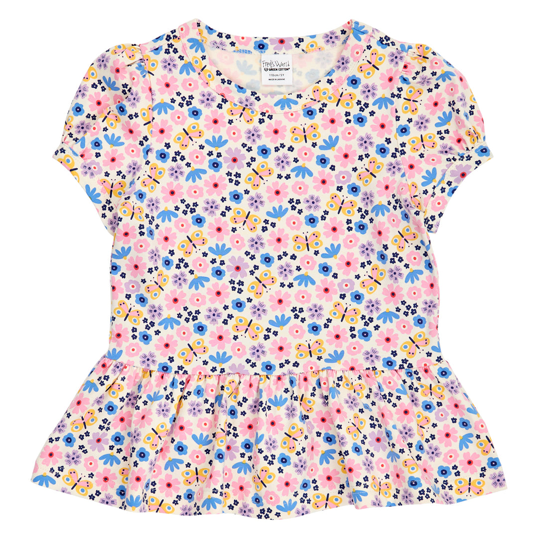 FLOWER peplum top med blomsterprint