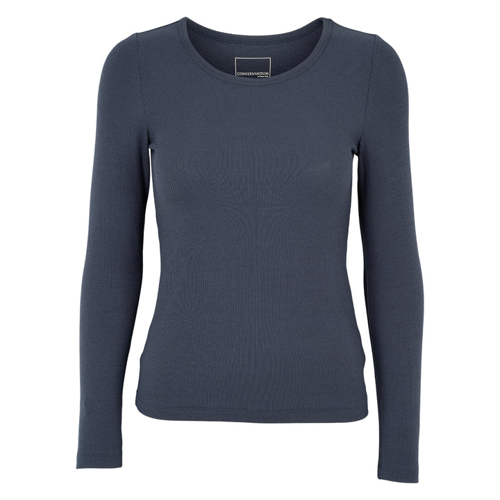 MELLOW tencel rib langærmet bluse