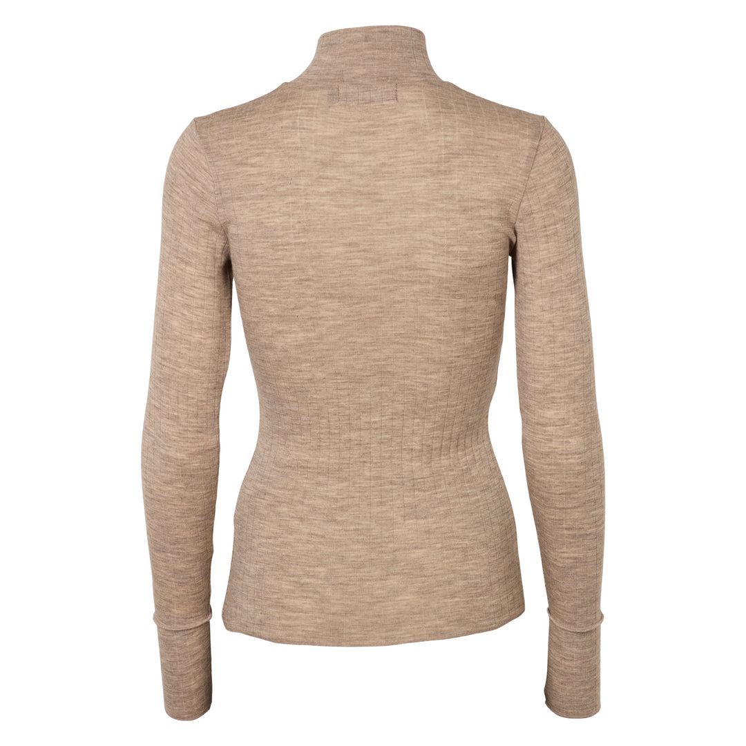 WOOL bluse med lynlås i merinould