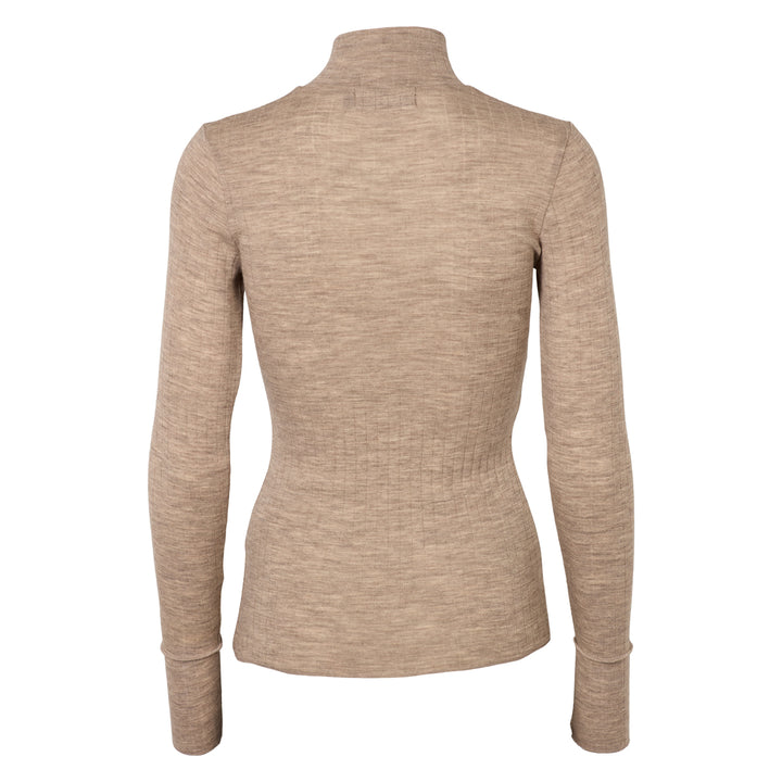 WOOL bluse med lynlås i merinould