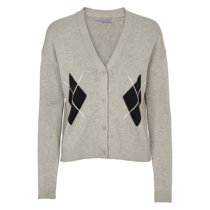 KNIT strikket cardigan med tern