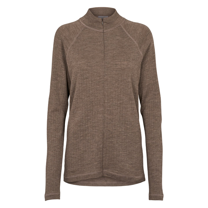 Bluse med lynlås i merinould