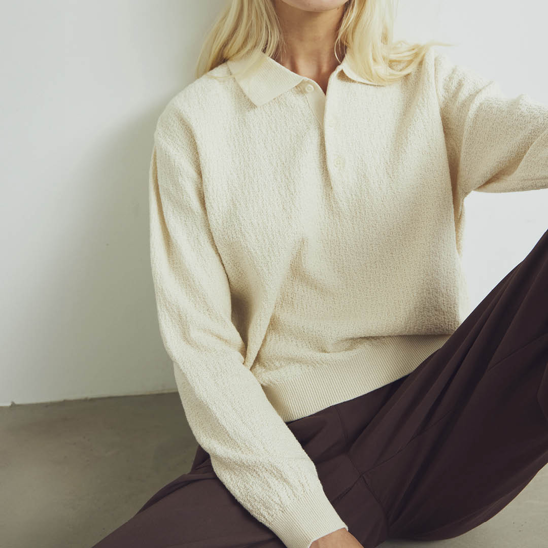 KNIT strikket polo bluse