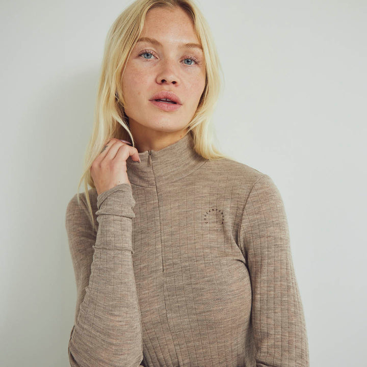 WOOL bluse med lynlås i merinould