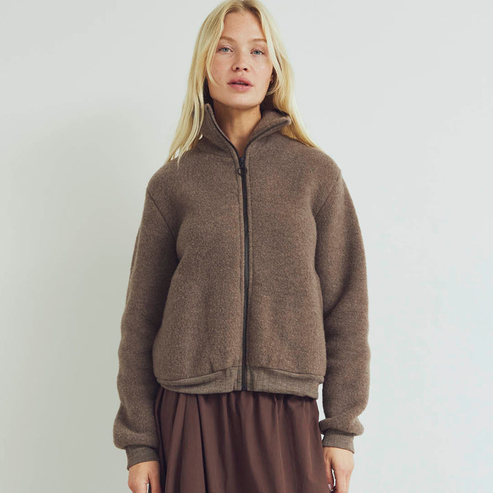 WOOL fleece zip jakke