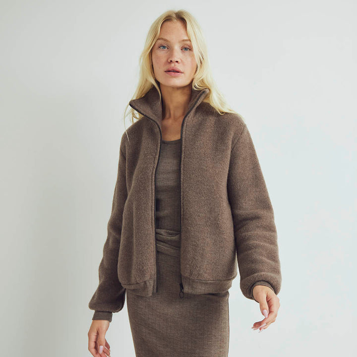 WOOL fleece zip jakke