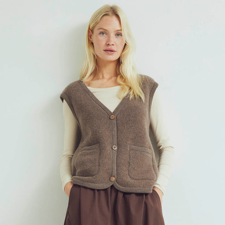 WOOL fleece vest med lommer