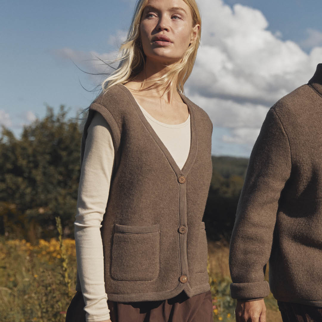 WOOL fleece vest med lommer