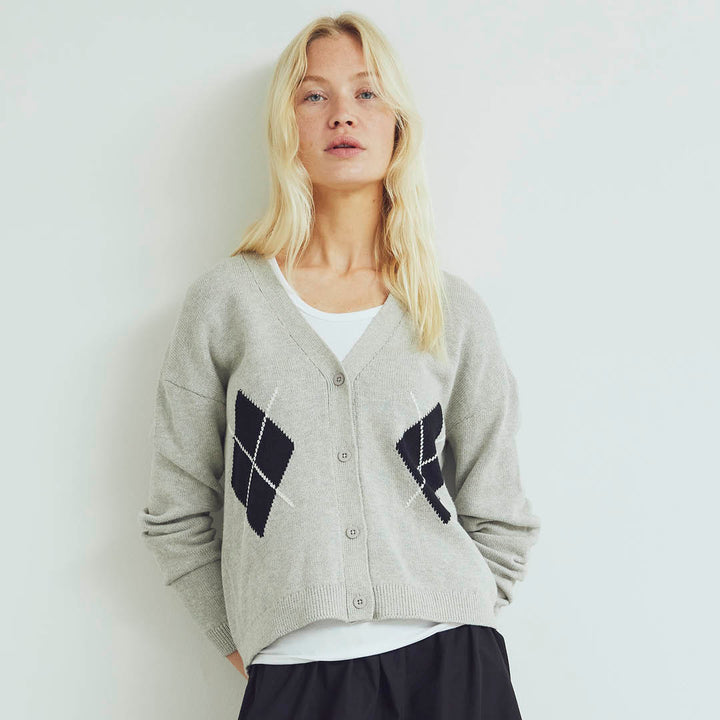 KNIT strikket cardigan med tern