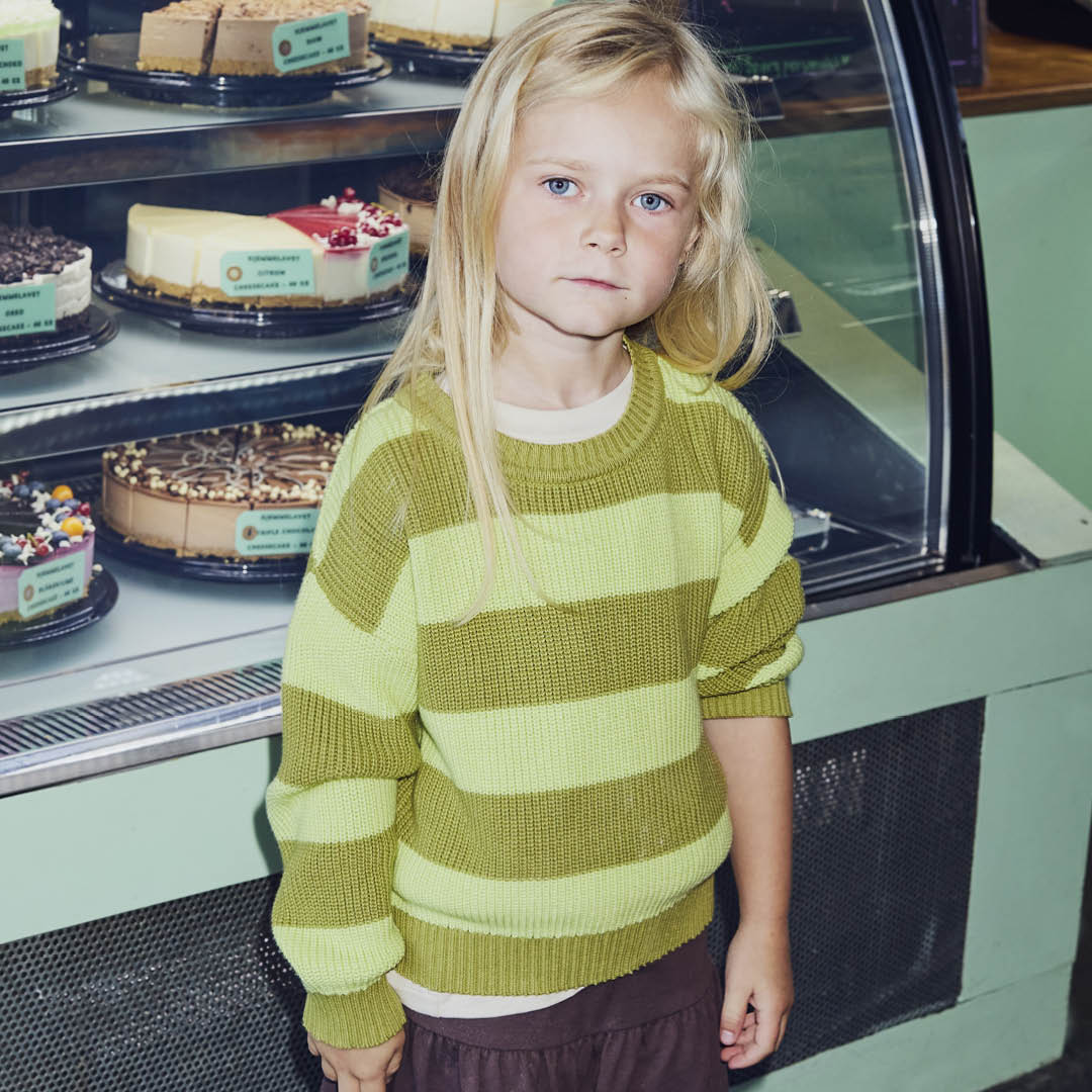 KNIT stribet striktrøje