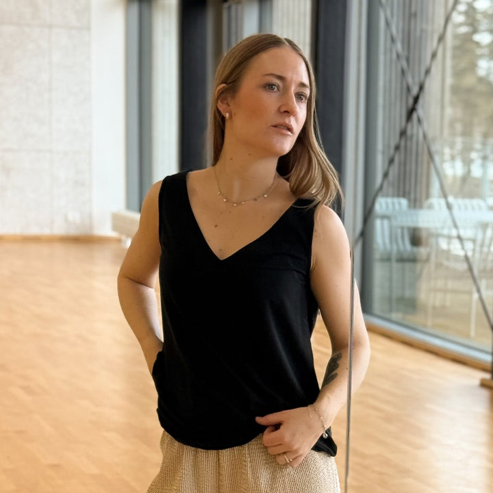 TENCEL v-hals ærmeløs top