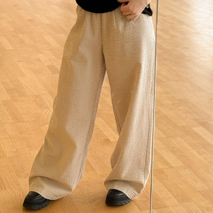 SEERSUCKER STRIPE wide leg bukser