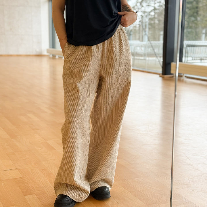 SEERSUCKER STRIPE wide leg bukser