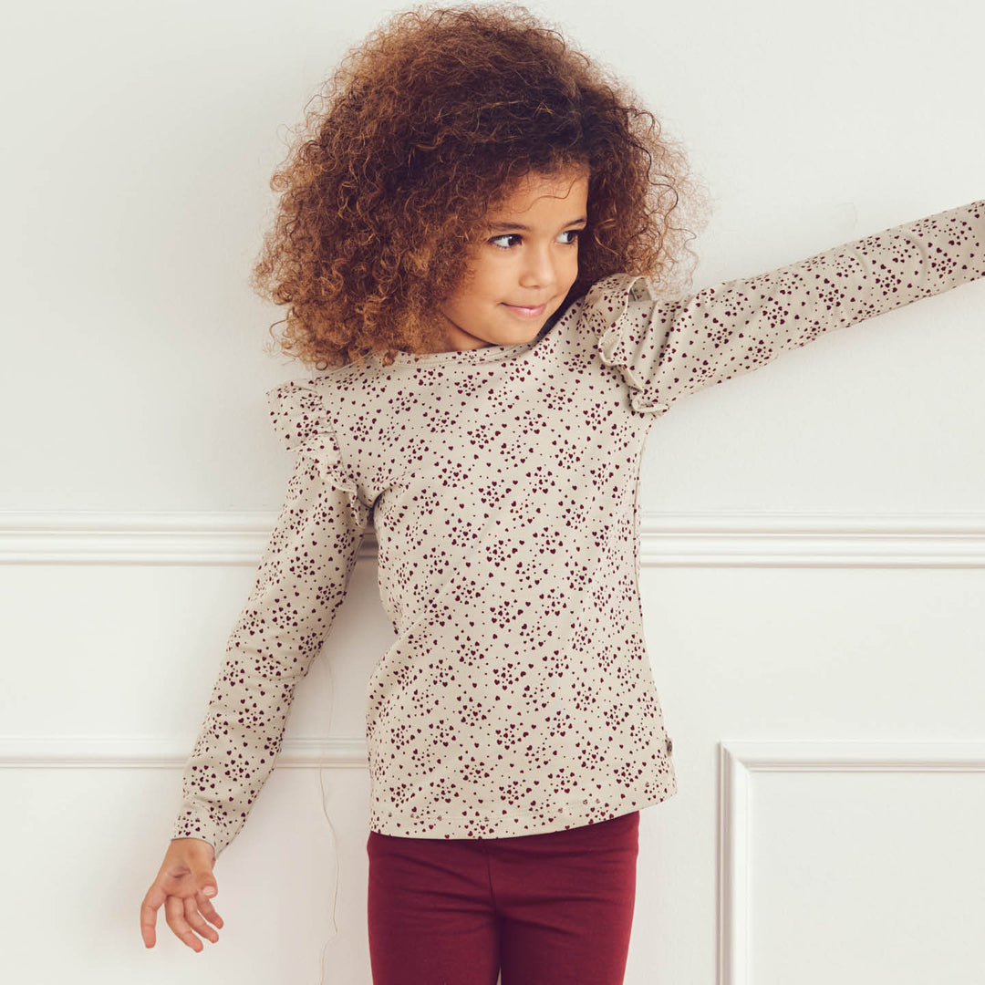 RE-LOVED LOVE bluse med flæser og hjerter