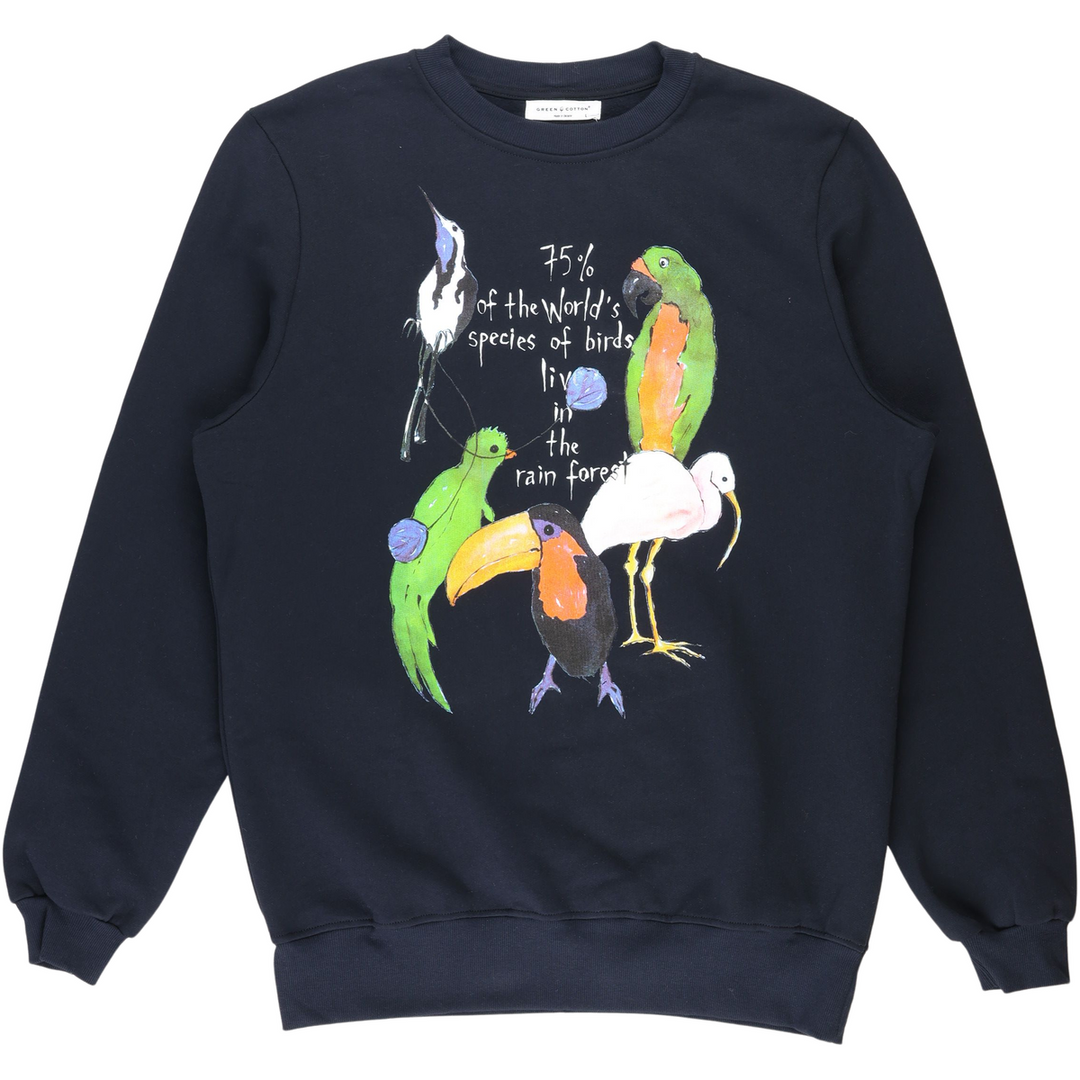 RE-LOVED WWF sweattrøje med fugle -voksen