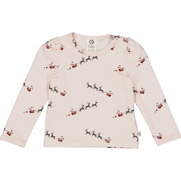 SANTA pufærme bluse med juleprint