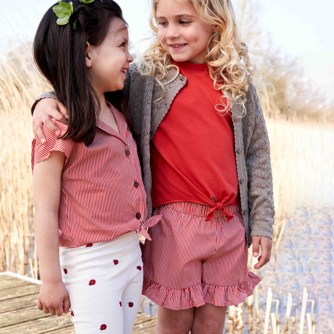 RE-LOVED POPLIN STRIPE crop skjorte med bindebånd