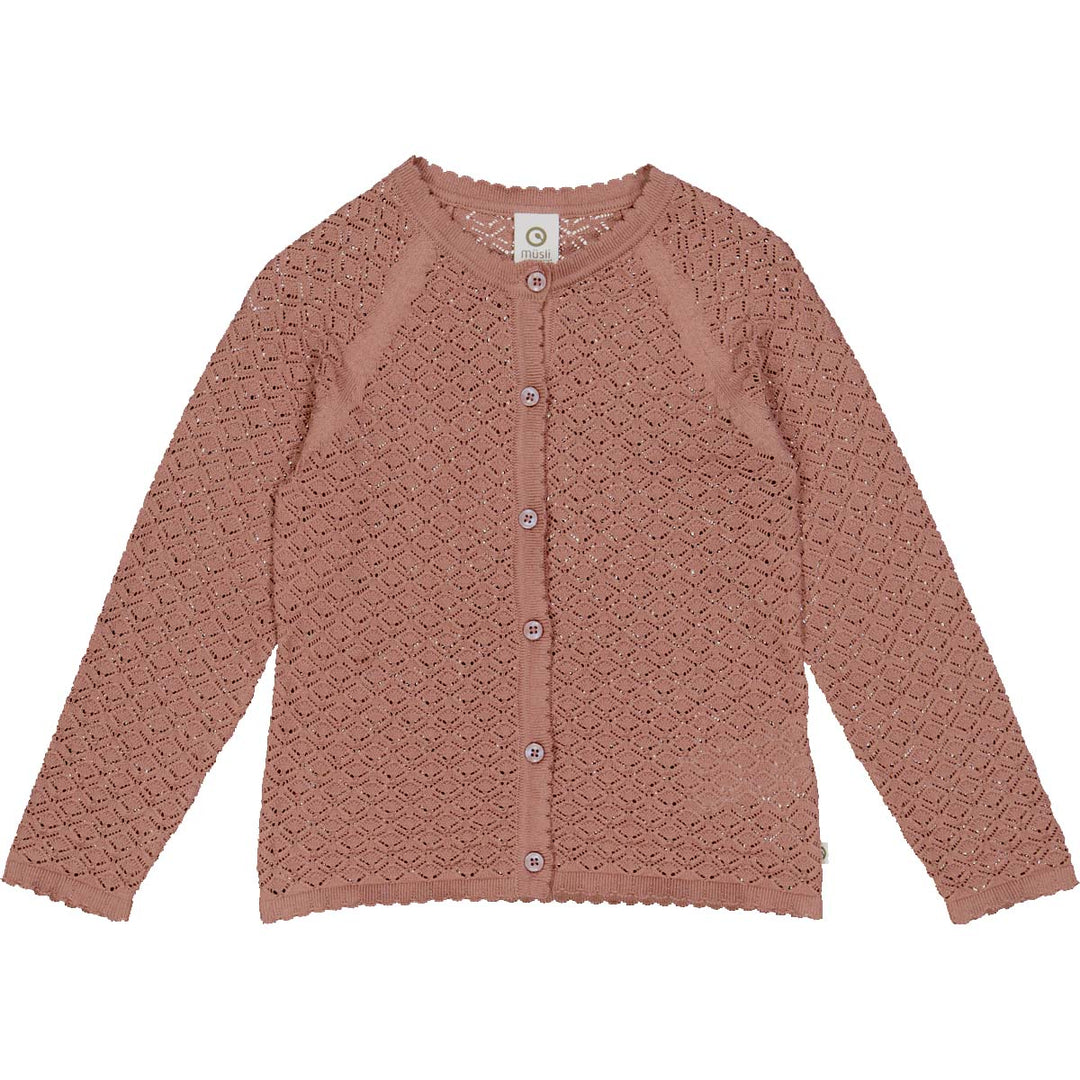 KNIT strik cardigan med hulmønster