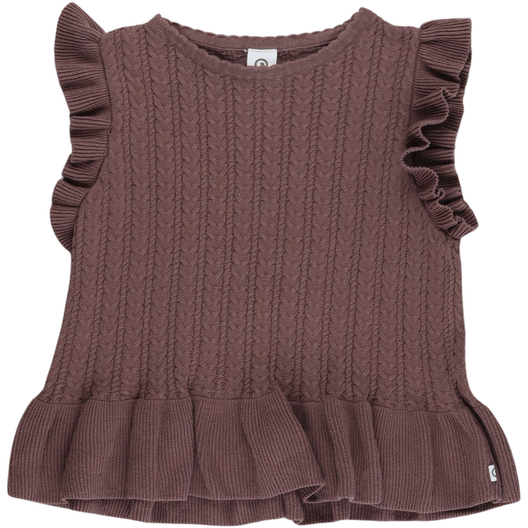 RE-LOVED KNIT strikket vest med flæser