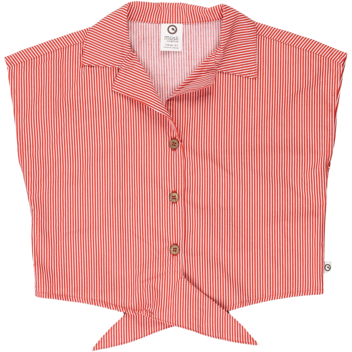 RE-LOVED POPLIN STRIPE crop skjorte med bindebånd